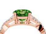 Round Cut Peridot Solitaire Ring in Rose gold with Interwoven Pavé Band and Prong Setting_4