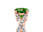 Round Cut Peridot Solitaire Ring in Rose gold with Interwoven Pavé Band and Prong Setting_5
