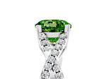 Round Cut Peridot Solitaire Ring in White gold with Interwoven Pavé Band and Prong Setting_5