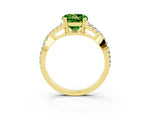 Round Cut Peridot Solitaire Ring in Yellow gold with Interwoven Pavé Band and Prong Setting_3