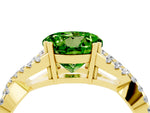 Round Cut Peridot Solitaire Ring in Yellow gold with Interwoven Pavé Band and Prong Setting_4