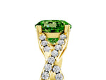 Round Cut Peridot Solitaire Ring in Yellow gold with Interwoven Pavé Band and Prong Setting_5