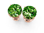 Round Cut Peridot Stud Earrings in Rose gold with Basket Setting_1