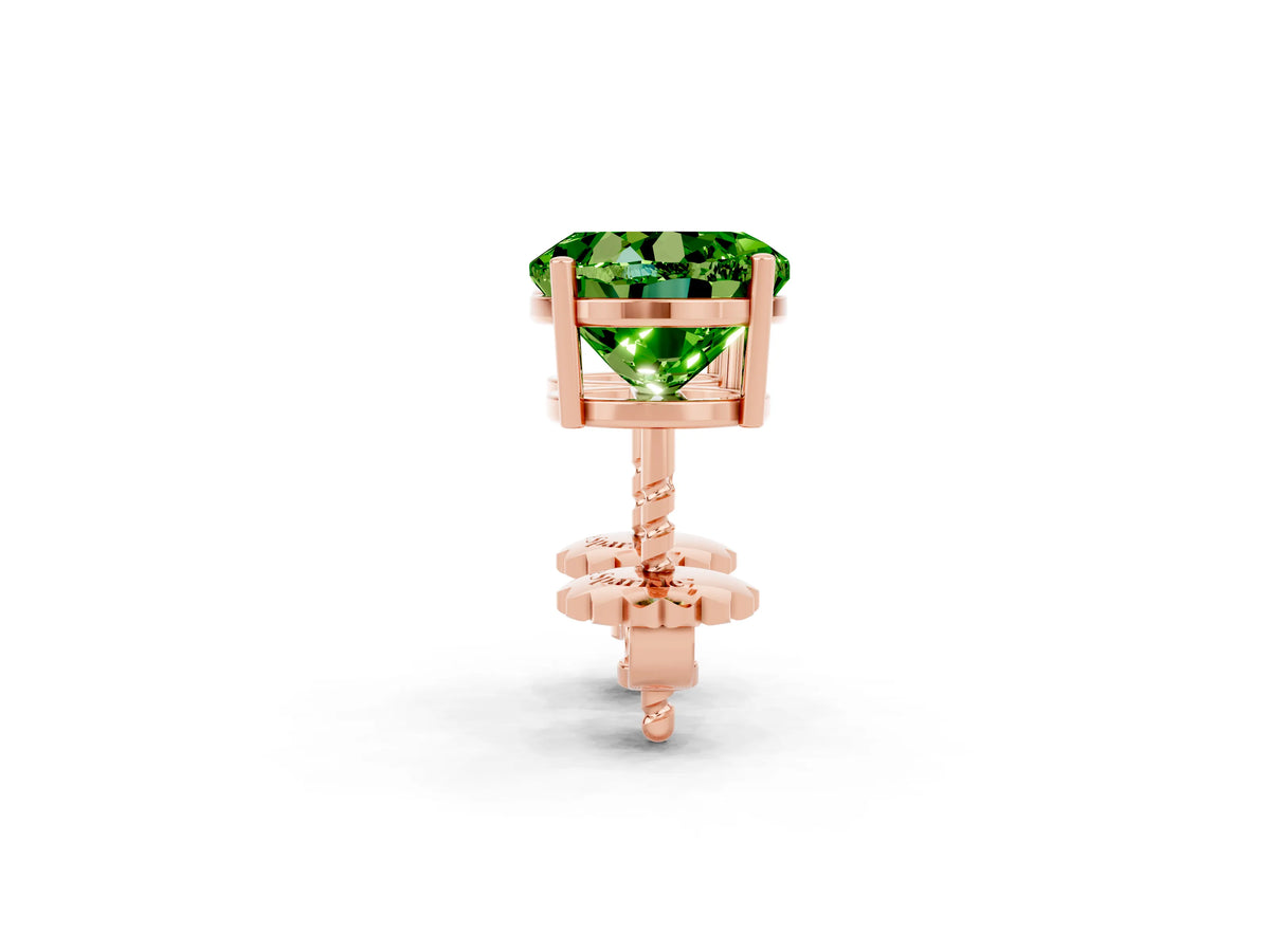 Round Cut Peridot Stud Earrings in Rose gold with Basket Setting_2