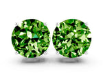 Round Cut Peridot Stud Earrings in White gold with Basket Setting