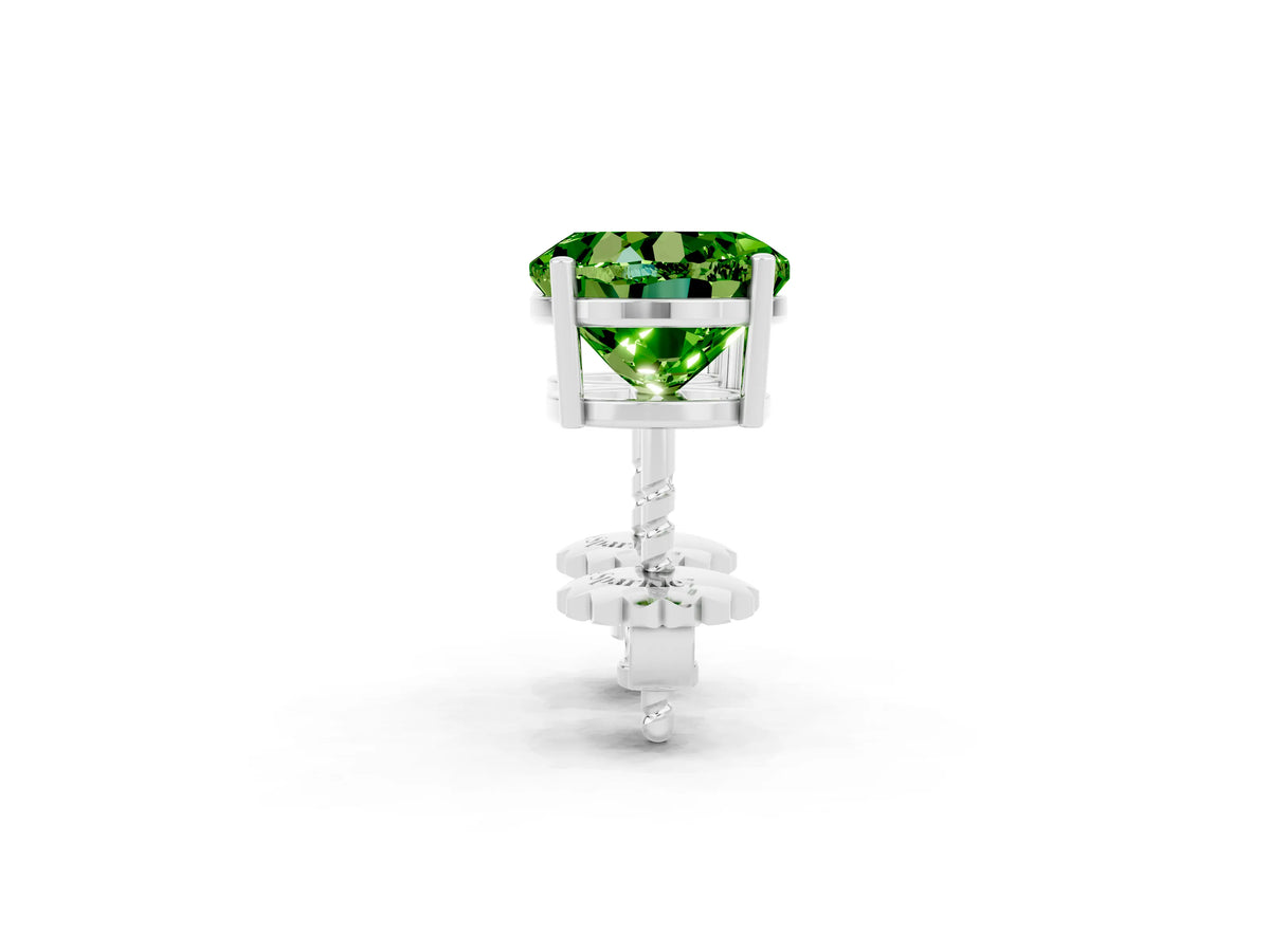 Round Cut Peridot Stud Earrings in White gold with Basket Setting_2