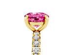 Round Cut Pink Sapphire Pavé Solitaire Ring in Yellow gold with Round Pavé Band and Prong Setting_5