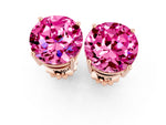 Round Cut Pink Sapphire Stud Earrings in Rose gold with Basket Setting_1