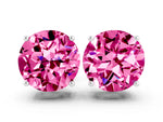 Round Cut Pink Sapphire Stud Earrings in White gold with Basket Setting