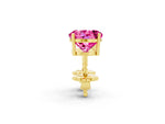 Round Cut Pink Sapphire Stud Earrings in Yellow gold with Basket Setting_2