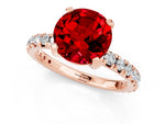 Round Cut Ruby Pavé Solitaire Ring in Rose gold with Round Pavé Band and Prong Setting_1
