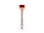 Round Cut Ruby Pavé Solitaire Ring in Rose gold with Round Pavé Band and Prong Setting_2