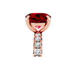 Round Cut Ruby Pavé Solitaire Ring in Rose gold with Round Pavé Band and Prong Setting_5