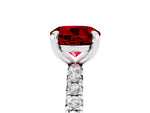 Round Cut Ruby Pavé Solitaire Ring in Silver with Round Pavé Band and Prong Setting_5