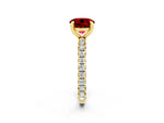 Round Cut Ruby Pavé Solitaire Ring in Yellow gold with Round Pavé Band and Prong Setting_2