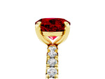 Round Cut Ruby Pavé Solitaire Ring in Yellow gold with Round Pavé Band and Prong Setting_5