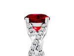 Round Cut Ruby Solitaire Ring in Platinum with Interwoven Pavé Band and Prong Setting_11