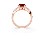 Round Cut Ruby Solitaire Ring in Rose gold with Interwoven Pavé Band and Prong Setting_3