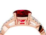 Round Cut Ruby Solitaire Ring in Rose gold with Interwoven Pavé Band and Prong Setting_4