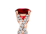 Round Cut Ruby Solitaire Ring in Rose gold with Interwoven Pavé Band and Prong Setting_5