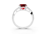 Round Cut Ruby Solitaire Ring in White gold with Interwoven Pavé Band and Prong Setting_3