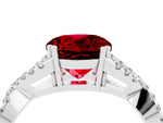 Round Cut Ruby Solitaire Ring in White gold with Interwoven Pavé Band and Prong Setting_4