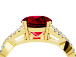 Round Cut Ruby Solitaire Ring in Yellow gold with Interwoven Pavé Band and Prong Setting_4
