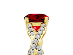 Round Cut Ruby Solitaire Ring in Yellow gold with Interwoven Pavé Band and Prong Setting_5