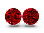 Round Cut Ruby Stud Earrings in Rose gold with Basket Setting