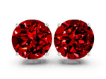 Round Cut Ruby Stud Earrings in White gold with Basket Setting