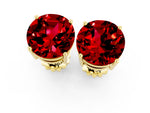 Round Cut Ruby Stud Earrings in Yellow gold with Basket Setting_1