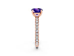 Round Cut Tanzanite Pavé Solitaire Ring in Rose gold with Round Pavé Band and Prong Setting_2