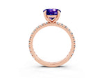 Round Cut Tanzanite Pavé Solitaire Ring in Rose gold with Round Pavé Band and Prong Setting_3