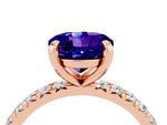 Round Cut Tanzanite Pavé Solitaire Ring in Rose gold with Round Pavé Band and Prong Setting_4