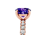 Round Cut Tanzanite Pavé Solitaire Ring in Rose gold with Round Pavé Band and Prong Setting_5
