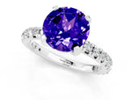 Round Cut Tanzanite Pavé Solitaire Ring in White gold with Round Pavé Band and Prong Setting_1