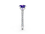 Round Cut Tanzanite Pavé Solitaire Ring in White gold with Round Pavé Band and Prong Setting_2