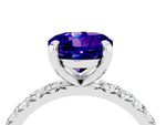 Round Cut Tanzanite Pavé Solitaire Ring in White gold with Round Pavé Band and Prong Setting_4