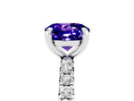 Round Cut Tanzanite Pavé Solitaire Ring in White gold with Round Pavé Band and Prong Setting_5