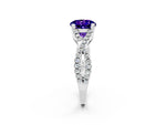 Round Cut Tanzanite Solitaire Ring in Platinum with Interwoven Pavé Band and Prong Setting_8