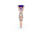 Round Cut Tanzanite Solitaire Ring in Rose gold with Interwoven Pavé Band and Prong Setting_2