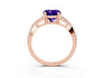Round Cut Tanzanite Solitaire Ring in Rose gold with Interwoven Pavé Band and Prong Setting_3