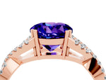 Round Cut Tanzanite Solitaire Ring in Rose gold with Interwoven Pavé Band and Prong Setting_4