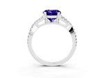 Round Cut Tanzanite Solitaire Ring in White gold with Interwoven Pavé Band and Prong Setting_3