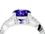Round Cut Tanzanite Solitaire Ring in White gold with Interwoven Pavé Band and Prong Setting_4