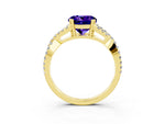 Round Cut Tanzanite Solitaire Ring in Yellow gold with Interwoven Pavé Band and Prong Setting_3