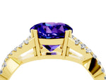 Round Cut Tanzanite Solitaire Ring in Yellow gold with Interwoven Pavé Band and Prong Setting_4