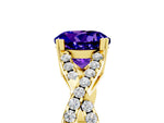 Round Cut Tanzanite Solitaire Ring in Yellow gold with Interwoven Pavé Band and Prong Setting_5