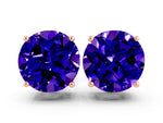 Round Cut Tanzanite Stud Earrings in Rose gold with Basket Setting