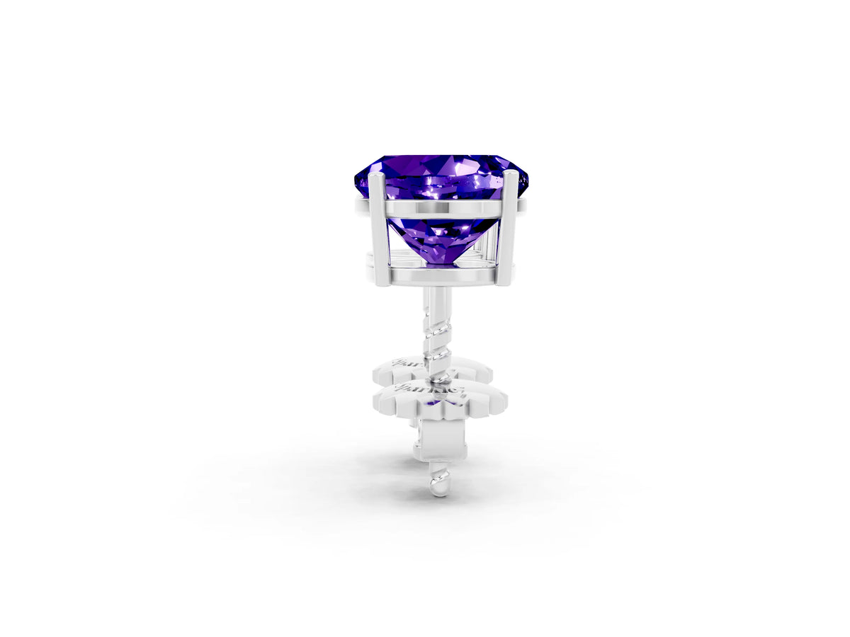Round Cut Tanzanite Stud Earrings in White gold with Basket Setting_2